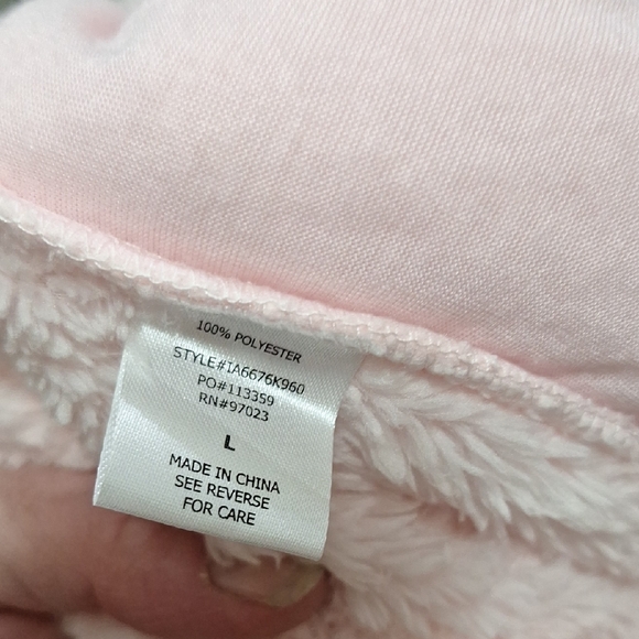 Rebellious One Sherpa Lounge Pajama Pants - L - Soft Pink Hearts - Picture 10 of 12